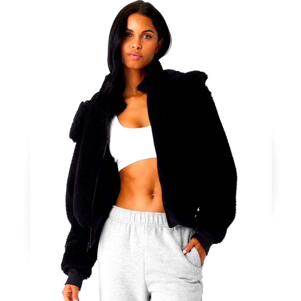 Alo Foxy Black Sherpa Jacket - Size Small
